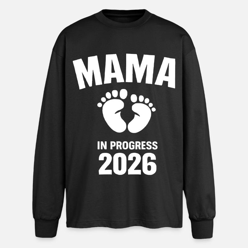 Mama in Progress 2026 - Oversized Langarmshirt  - Schwarz
