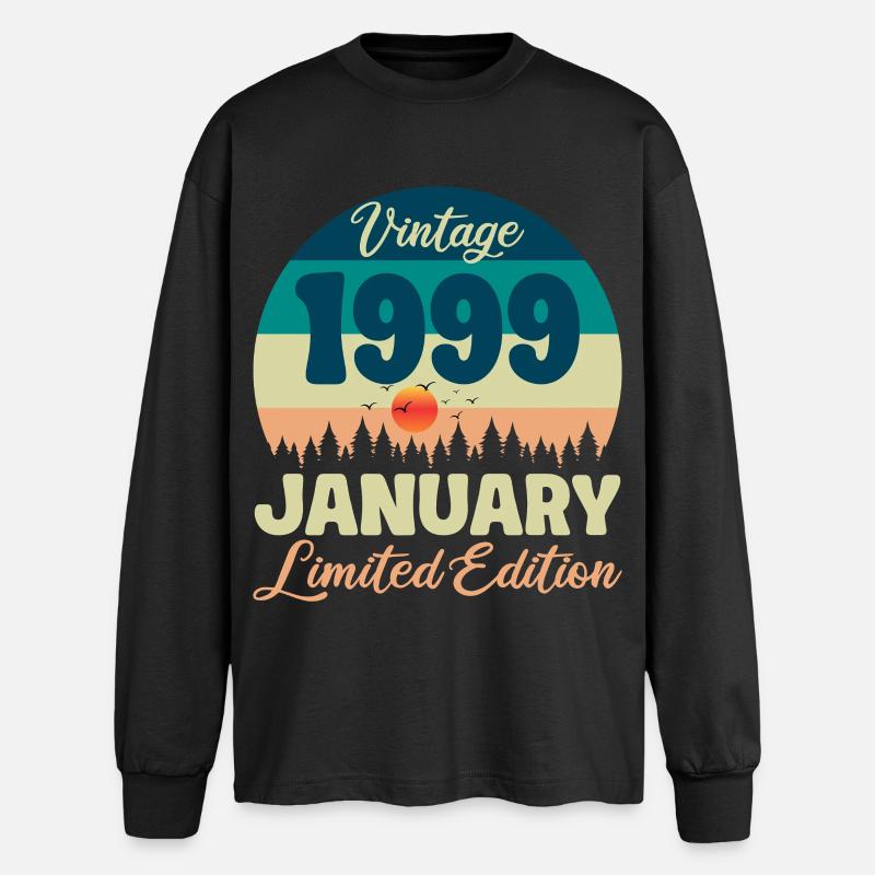 Geburtstag Januar 1999 Geschenk Vintage Limited - Oversized Langarmshirt  - Schwarz