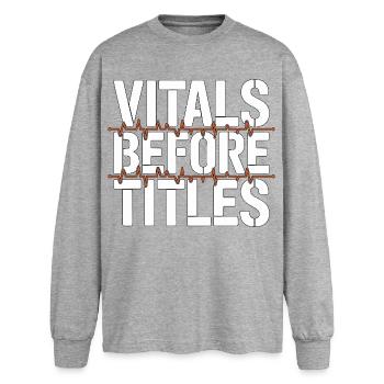 ICU Nurse Vitals Before Titles Intensive Care - Oversized Long Sleeve T-Shirt - sports grey - Front - AI Model Female 180 light (180cm)