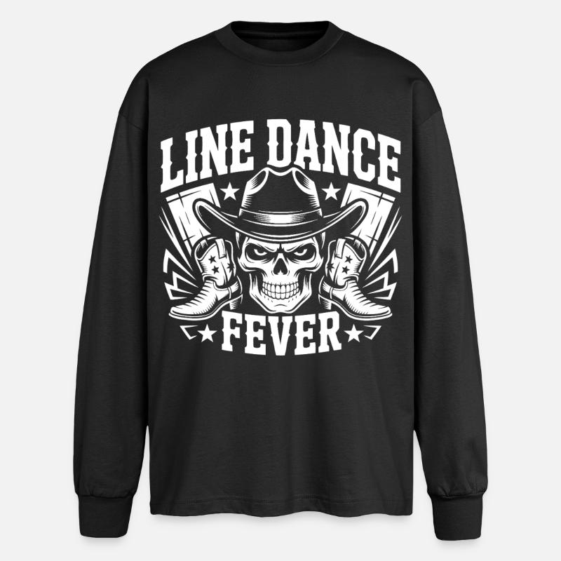 Line Dance Fever Schädel - Oversized Langarmshirt  - Schwarz