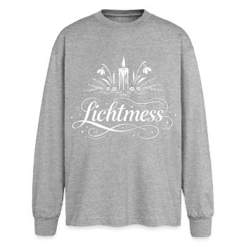 Bougie de la Chanderole et symbole du perce-neige - T-shirt manches longues oversize - gris chiné - Devant - AI Model Female 180 light (180cm)
