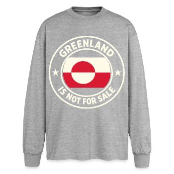 Groenland Groenland Pas à vendre Drôle - T-shirt manches longues oversize - gris chiné - Devant - AI Model Female 180 light (180cm)