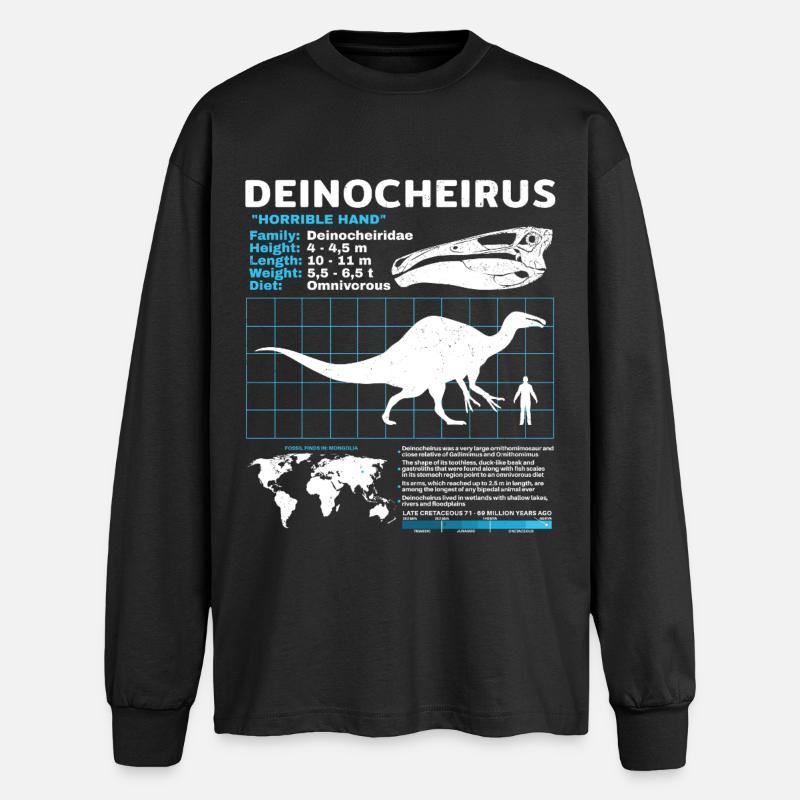 Deinocheirus Fact Sheet - Oversized Langarmshirt  - Schwarz