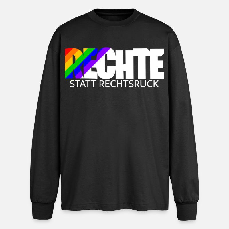 Human rights instead of a shift to the right - rainbow - Oversized Long Sleeve T-Shirt - black