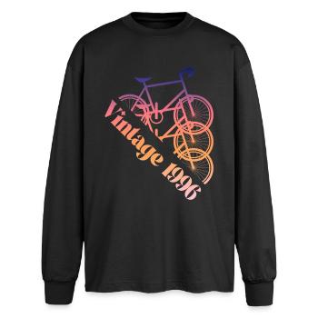 1996 Vintage - Oversized Langarmshirt  - Schwarz - Vorne - AI Model Male 185 light (185cm)