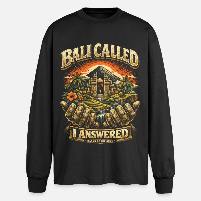 Bali Reise - Oversized Langarmshirt  - Schwarz