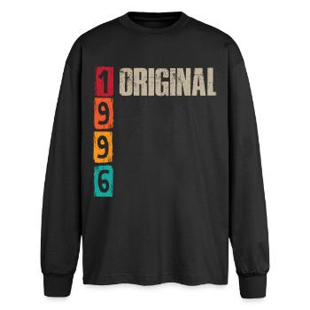 Vintage 1996 - Oversized Langarmshirt  - Schwarz - Vorne - AI Model Male 185 light (185cm)