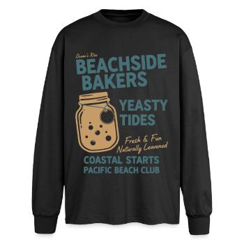 Pain au levain Baking Beachside Bakers Yeasty - T-shirt manches longues oversize - noir - Devant - AI Model Male 185 light (185cm)