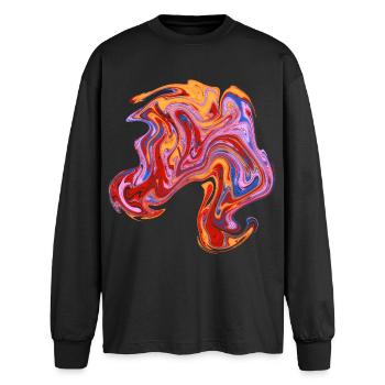 Motif néon tourbillonnant de couleurs - T-shirt manches longues oversize - noir - Devant - AI Model Male 185 light (185cm)