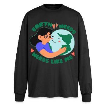 Ecología Ecologista - Camiseta manga larga oversize - negro - delante - AI Model Male 185 light (185cm)