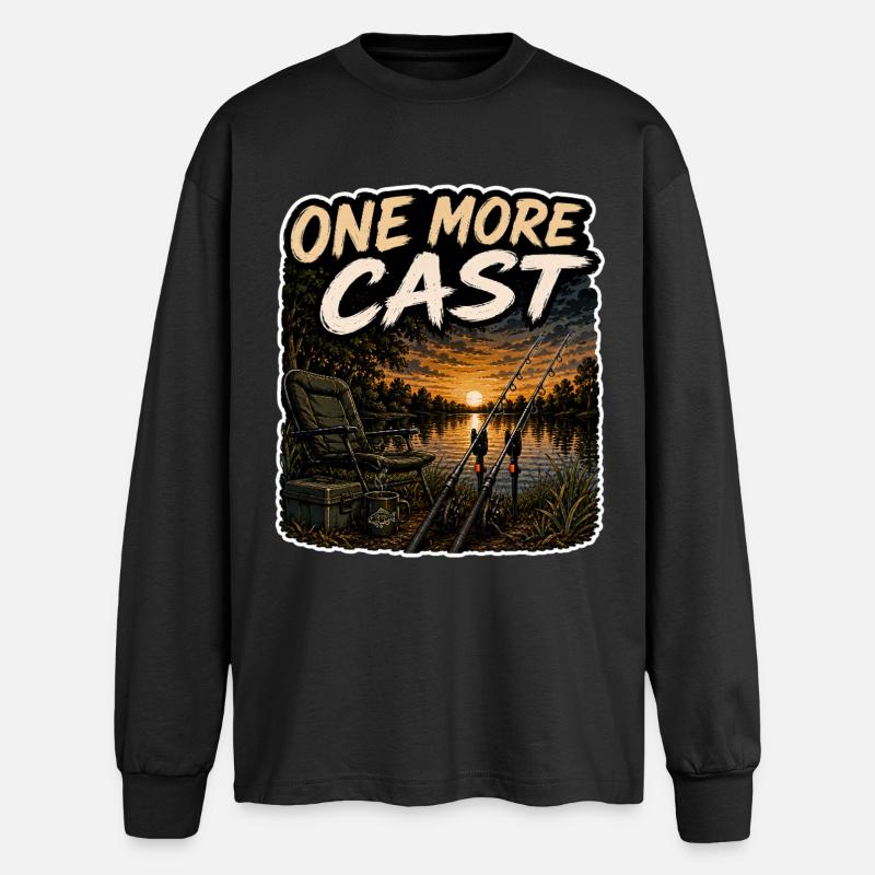 Ein weiterer Wurf Sonnenuntergangs-Karpfenfischen-Design - Oversized Langarmshirt  - Schwarz
