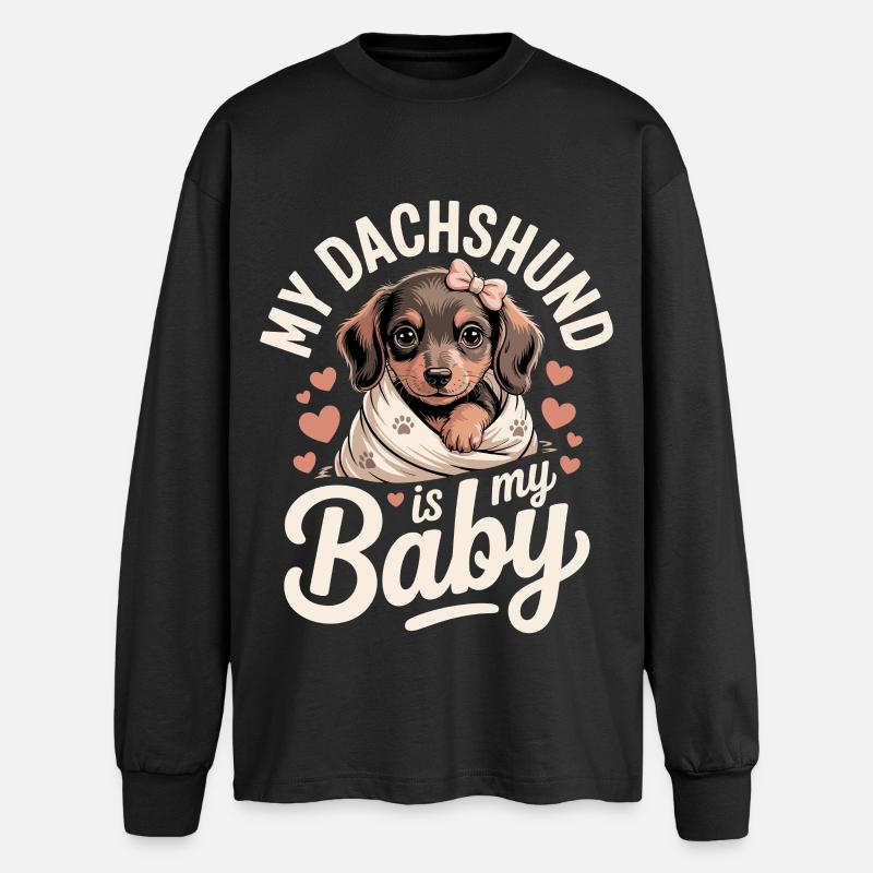 Bébé teckel - T-shirt manches longues oversize - noir