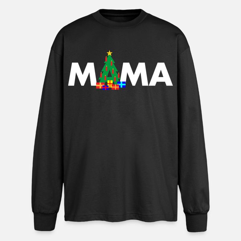 Oma Weihnachtsbaum - Oversized Langarmshirt  - Schwarz