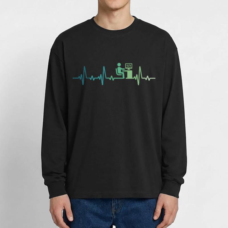 Heartbeat Programmer Developer Oversized Long Sleeve T-Shirt