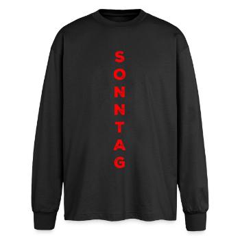 Sonntag - rot - Oversized Langarmshirt  - Schwarz - Vorne - AI Model Male 185 light (185cm)