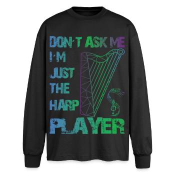 Joueurs de harpe - T-shirt manches longues oversize - noir - Devant - AI Model Male 185 light (185cm)