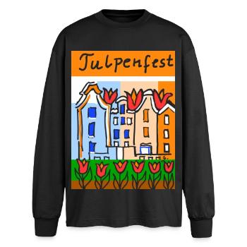 EG Tulipes I Festival des tulipes I Potsdam I Hollande IUrurlaub - T-shirt manches longues oversize - noir - Devant - AI Model Male 185 light (185cm)