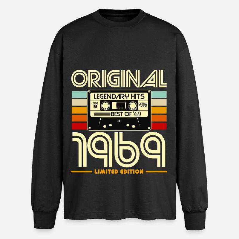 Original 1969 Retro Cassette - Oversized Long Sleeve T-Shirt - black