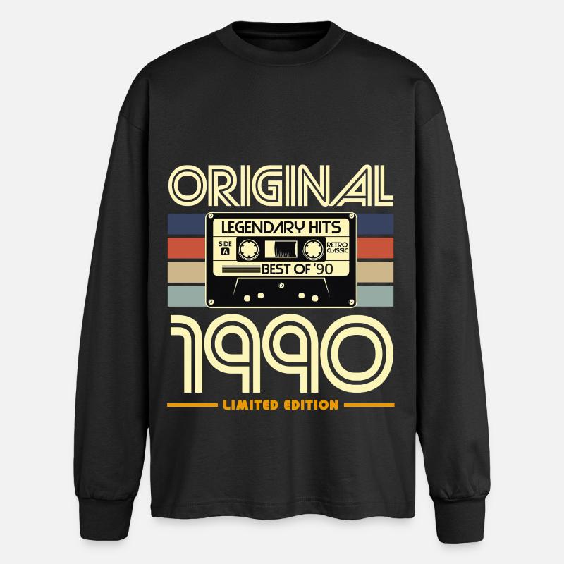 Originale Heritage-Kassette von 1990 - Oversized Langarmshirt  - Schwarz