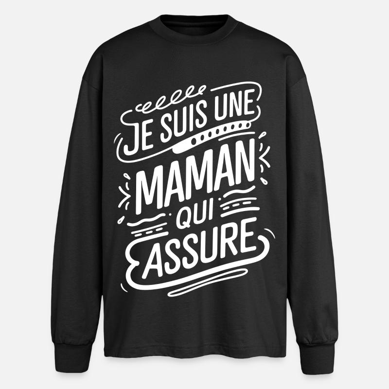 Ich bin eine Mutter, die versichert - Oversized Langarmshirt  - Schwarz
