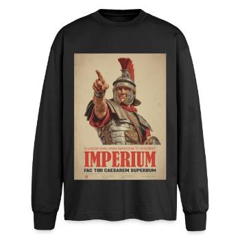 Empire romain - T-shirt manches longues oversize - noir - Devant - AI Model Male 185 light (185cm)