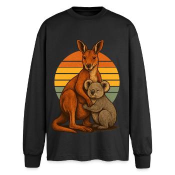 Kangaroo Koala Amis australiens - T-shirt manches longues oversize - noir - Devant - AI Model Male 185 light (185cm)