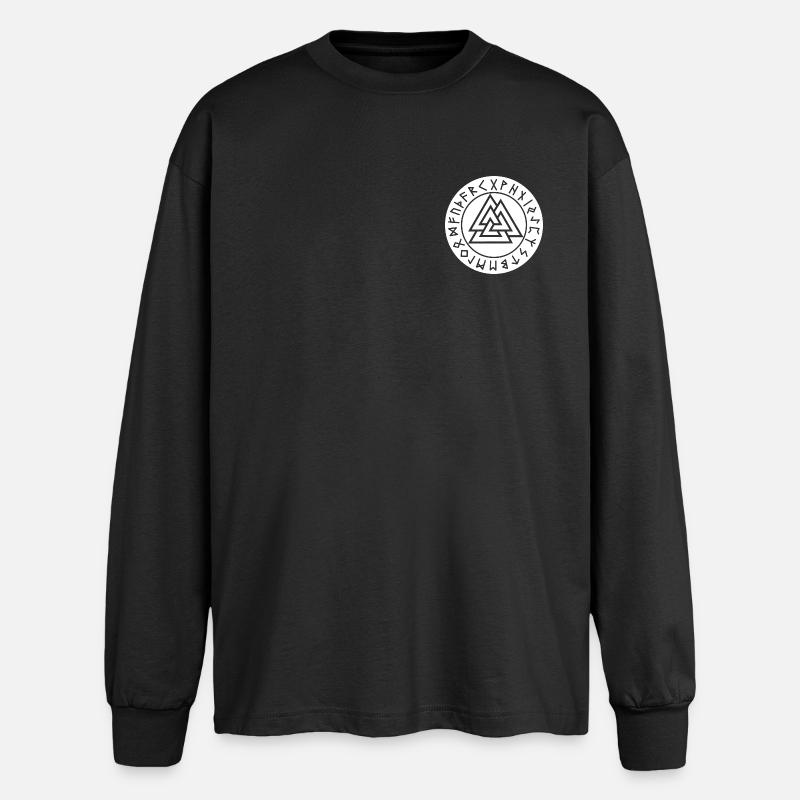 Valknut white rune circle - Oversized Long Sleeve T-Shirt - black
