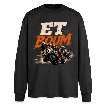 ET BOUM - T-shirt manches longues oversize - noir - Devant - AI Model Male 185 light (185cm)