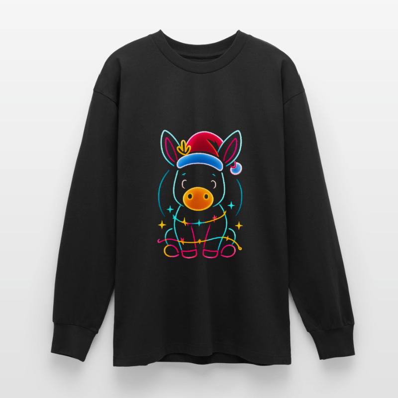 Donkey Elf Christmas Funny Gift Oversized Long Sleeve T-Shirt