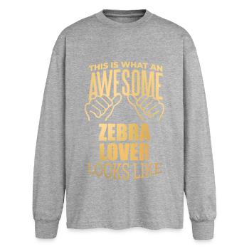 Zebra - Oversized Langarmshirt  - Grau meliert - Vorne - AI Model Female 180 light (180cm)