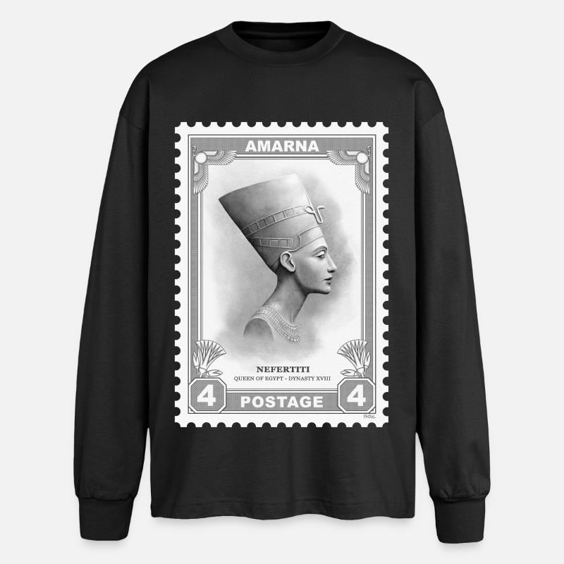 Nefertiti Stamp - Oversized Long Sleeve T-Shirt - black