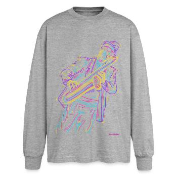 Jazz Sax - Oversized Long Sleeve T-Shirt - sports grey - Front - AI Model Female 180 light (180cm)
