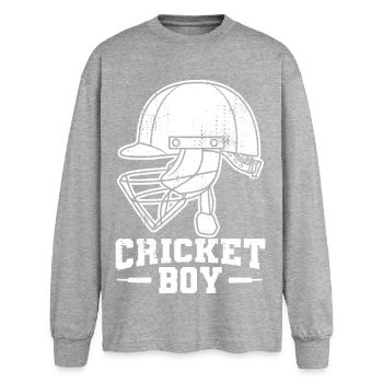 Boys Cricket - Oversized Long Sleeve T-Shirt - sports grey - Front - AI Model Female 180 light (180cm)