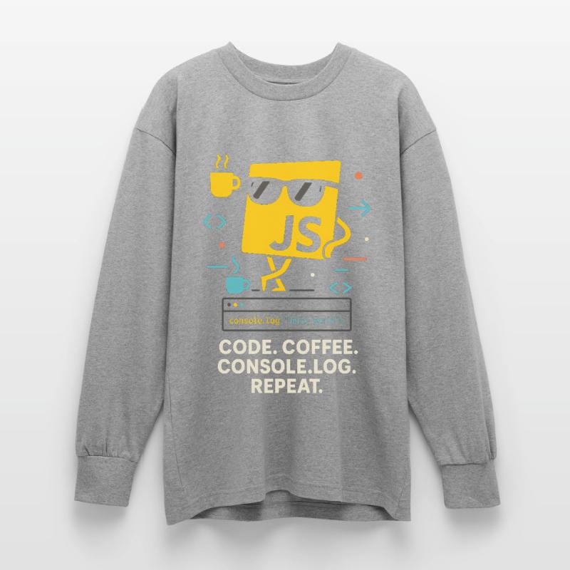 Code Coffee Console.log Repeat JavaScript Programm Oversized Langarmshirt 