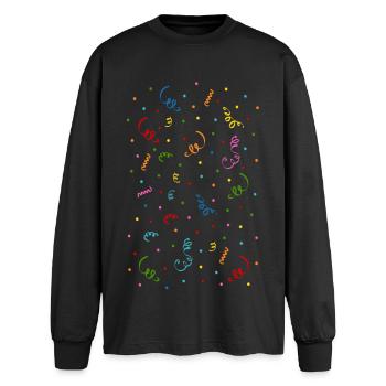 Serpentins confettis - T-shirt manches longues oversize - noir - Devant - AI Model Male 185 light (185cm)