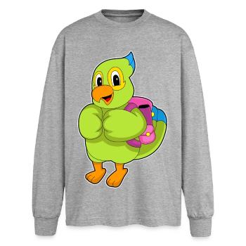 Parrot Student Backpack School - T-shirt manches longues oversize - gris chiné - Devant - AI Model Female 180 light (180cm)