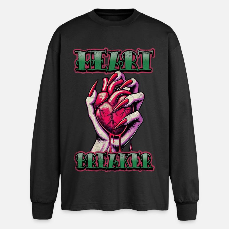 Herzensbrecher - Oversized Langarmshirt  - Schwarz