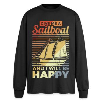 Vintage Sailing - Oversized Long Sleeve T-Shirt - black - Front - AI Model Male 185 light (185cm)
