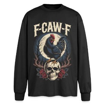 F-CAW-F T-shirt drôle de coq Bird Noise Meme - T-shirt manches longues oversize - noir - Devant - AI Model Male 185 light (185cm)