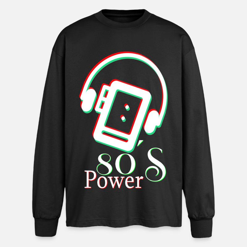 80er-Jahre-Power - Oversized Langarmshirt  - Schwarz