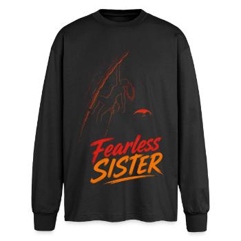 Sœur Intrépide – Grimper sans peur - T-shirt manches longues oversize - noir - Devant - AI Model Male 185 light (185cm)