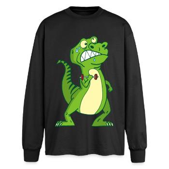 Tyrannosaurus rex und Handfeuerwaffen - Oversized Langarmshirt  - Schwarz - Vorne - AI Model Male 185 light (185cm)