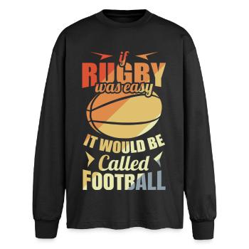 Rugbyspieler Witz - Oversized Langarmshirt  - Schwarz - Vorne - AI Model Male 185 light (185cm)