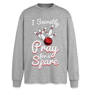 Ich bete heimlich für einen Split - Oversized Langarmshirt  - Grau meliert - Vorne - AI Model Female 180 light (180cm)