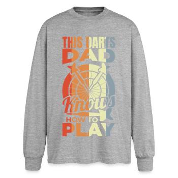 Père joueur de fléchettes - T-shirt manches longues oversize - gris chiné - Devant - AI Model Female 180 light (180cm)