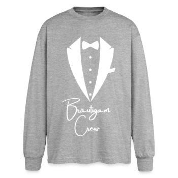 Groom CREW Bachelor Party Groom Team - Oversized Long Sleeve T-Shirt - sports grey - Front - AI Model Female 180 light (180cm)