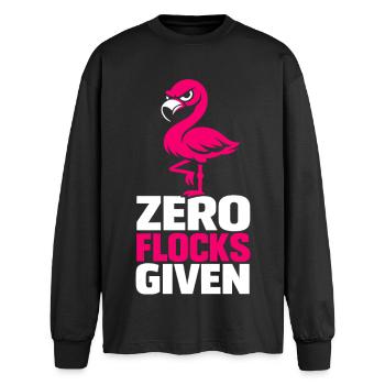 Zero Flocks Given - Oversized Langarmshirt  - Schwarz - Vorne - AI Model Male 185 light (185cm)