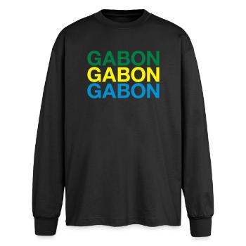 GABON flag - Oversized Long Sleeve T-Shirt - black - Front - AI Model Male 185 light (185cm)