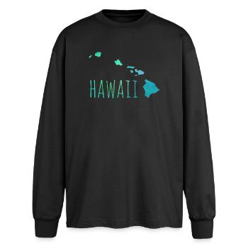 hawaii - T-shirt manches longues oversize - noir - Devant - AI Model Male 185 light (185cm)