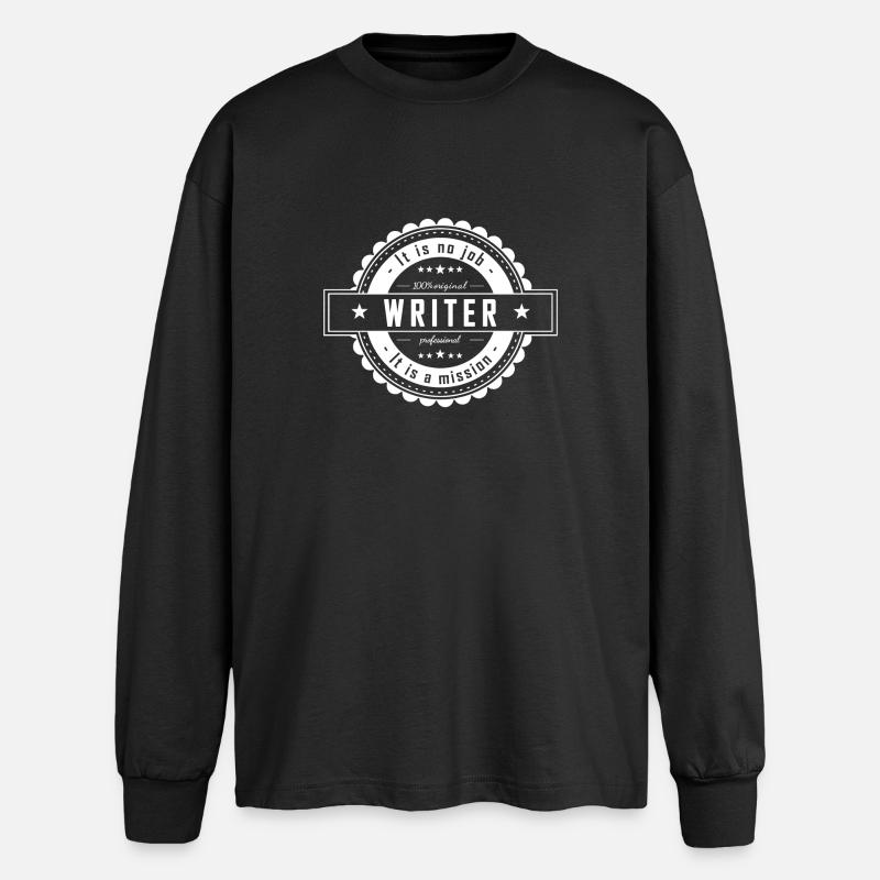 SCRITTORE - T-shirt oversize a maniche lunghe - nero